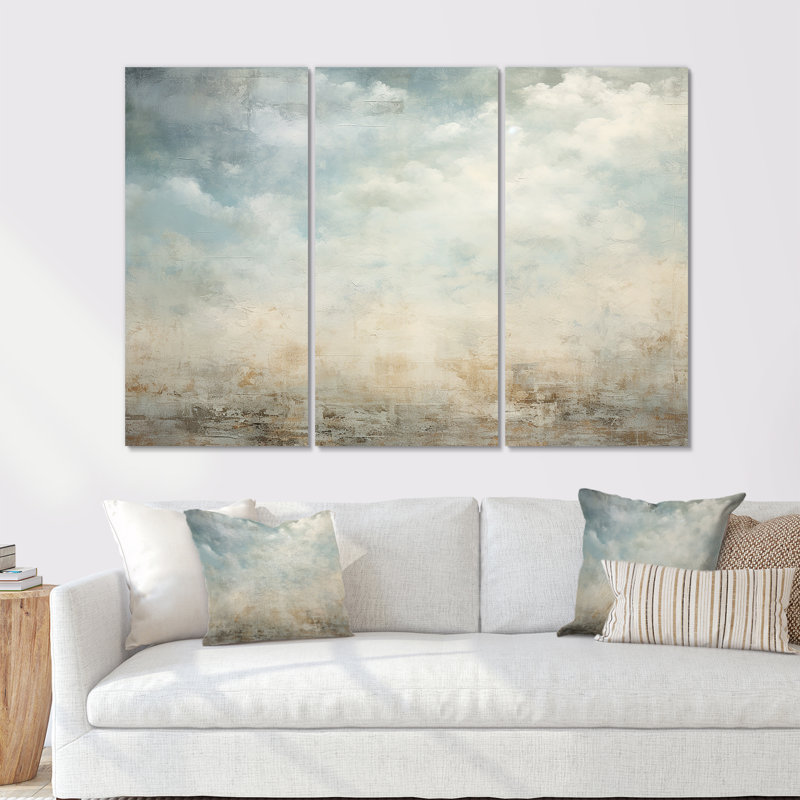 Elegant Sky Whispers VI - Ensemble de décoration murale ciel, Toile tendue, H 32 po x l 48 po x P 1 po