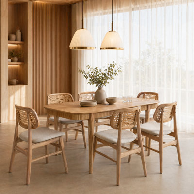 Havenwood Luxe Wood 7-Piece Fluted Pedestal Dining Set