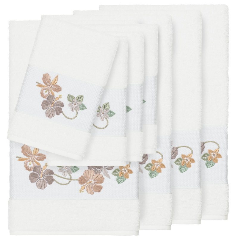 Ensemble de serviettes en coton turc 8 pièces Caroline, Blanc