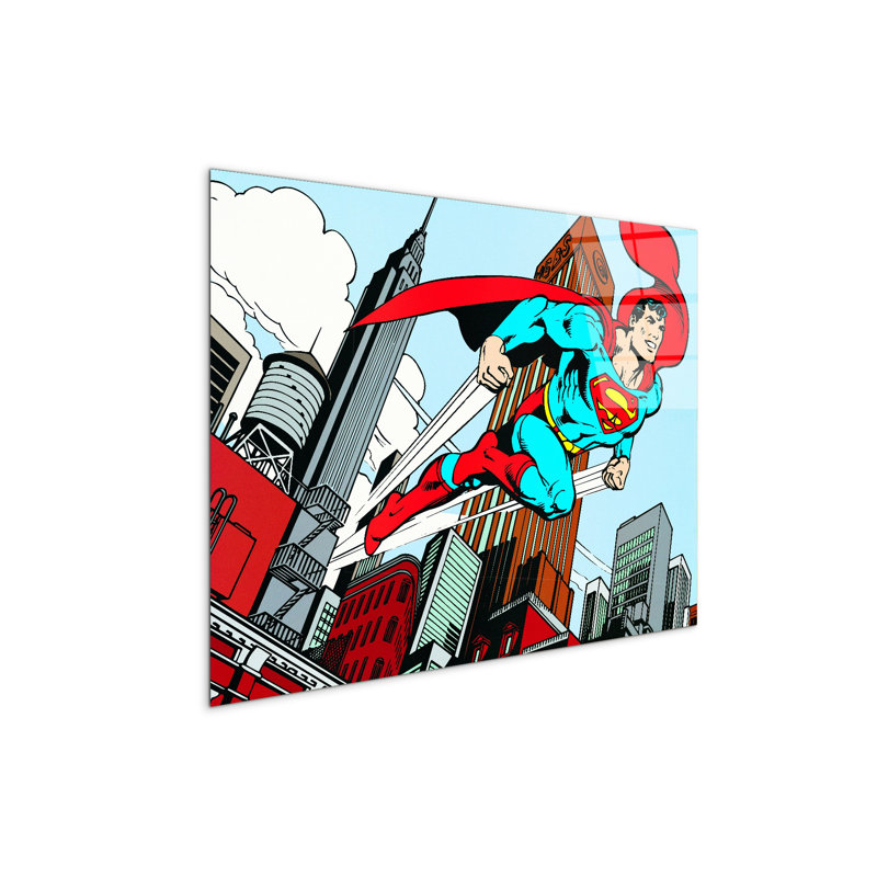 Comics Superman Back To Work By Art Studio 58×78 Cm CrystalArt Acrylic Material Glass Effect, Frameless Panel, Lightweight Ready To Hang by Art Studio - No Frame Print on Plastic / Acrylic