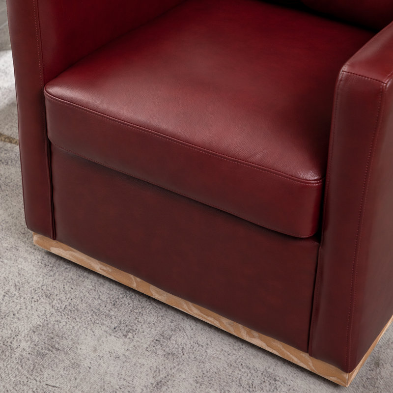 Fauteuil pivotant en cuir véritable Azib, Cuir véritable bourgogne