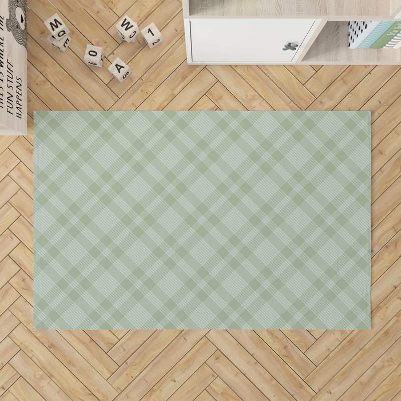 Lily Tartan Kids Play Mat, Rectangle 4' x 6', Green