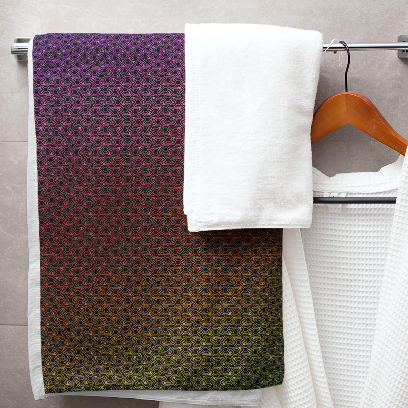 Katelyn Elizabeth Cotton Blend Bath Towel, Black/Red/White