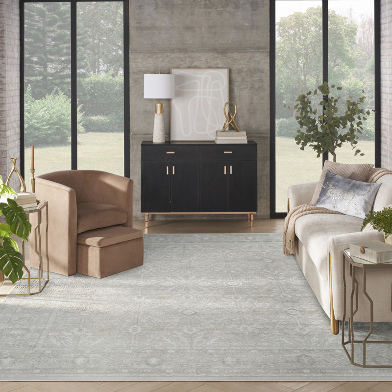 Leuchte 7'10" x 9'10" Grey Vintage Indoor Rug, Rectangle 7'10'' x 9'10''
