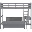 Lit superposé simple au-dessus d'un lit double gris avec bureau pratique - Bureau en bois massif et construction confortable-923631053-923631052