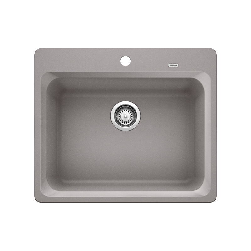 Évier de cuisine avec crépine à panier encastrable L 24,60 po x l 20,87 po Vision, Gris métallisé