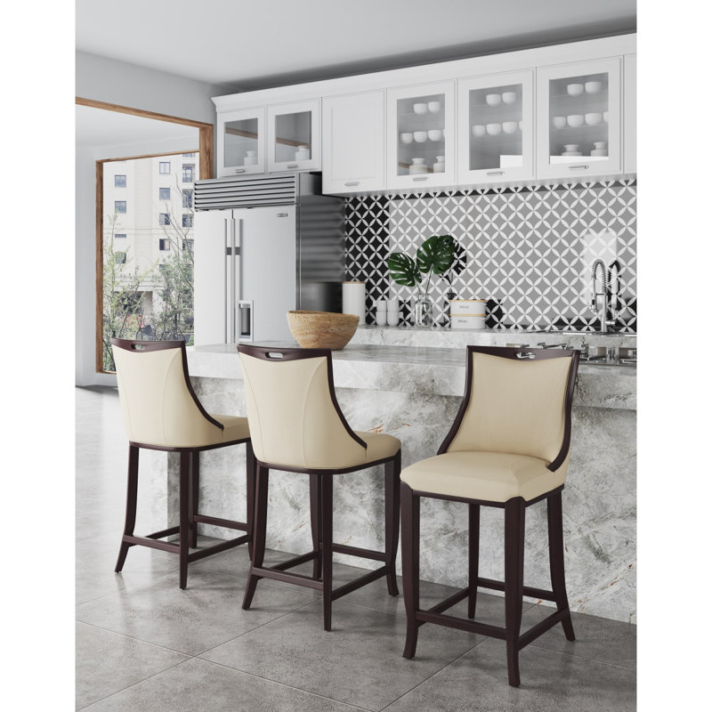 Exquis tabouret de bar rembourré avec dossier et repose-pieds, parfait pour les bars et les cuisines, avec une conception de poignée unique et un rembourrage confortable