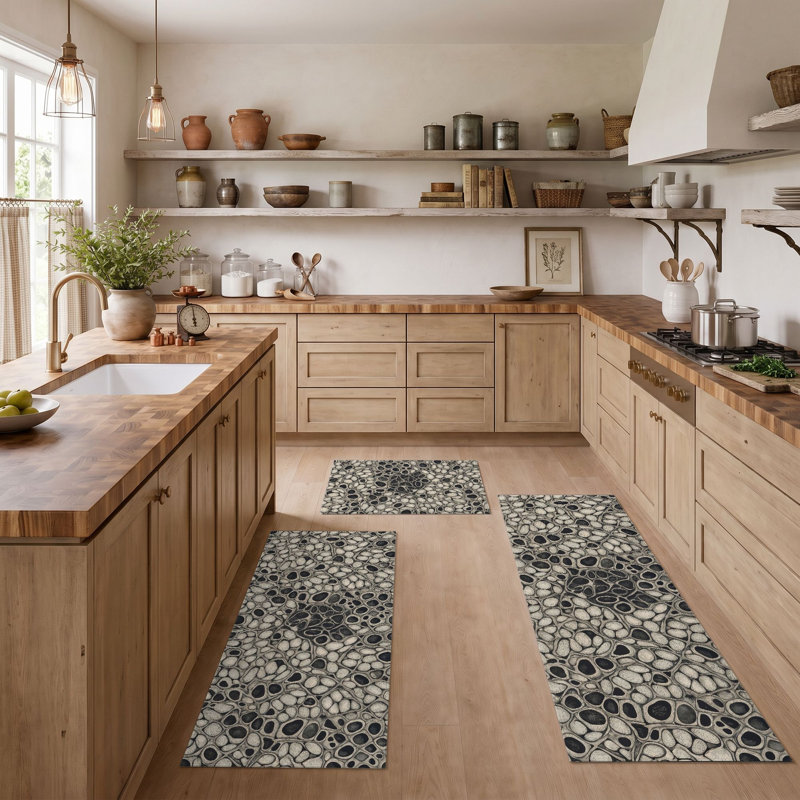 Pebble Stone Non-Slip Washable Kitchen Mats