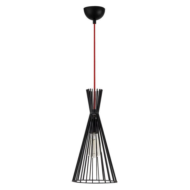 Lustre industriel moderne, structure en métal noir, 7,9 pouces de diamètre x 53,5 pouces de hauteur | Douille E27 de 40 W maximum | Design scandinave élégant, parfait pour le salon et la salle à manger | Solution d'éclairage durable et élégante