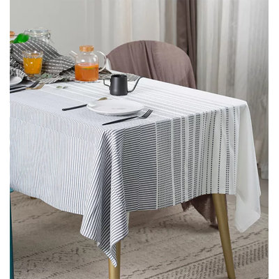 Striped 100% Cotton Square Tablecloth