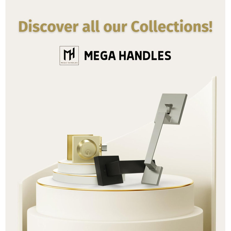 Mega Handles Entry Lever Door Handle, Heavy Duty Square Locking, Keyed, Durable Stainless Steel, Reversible, Fits Standard Doors, Interior Lock