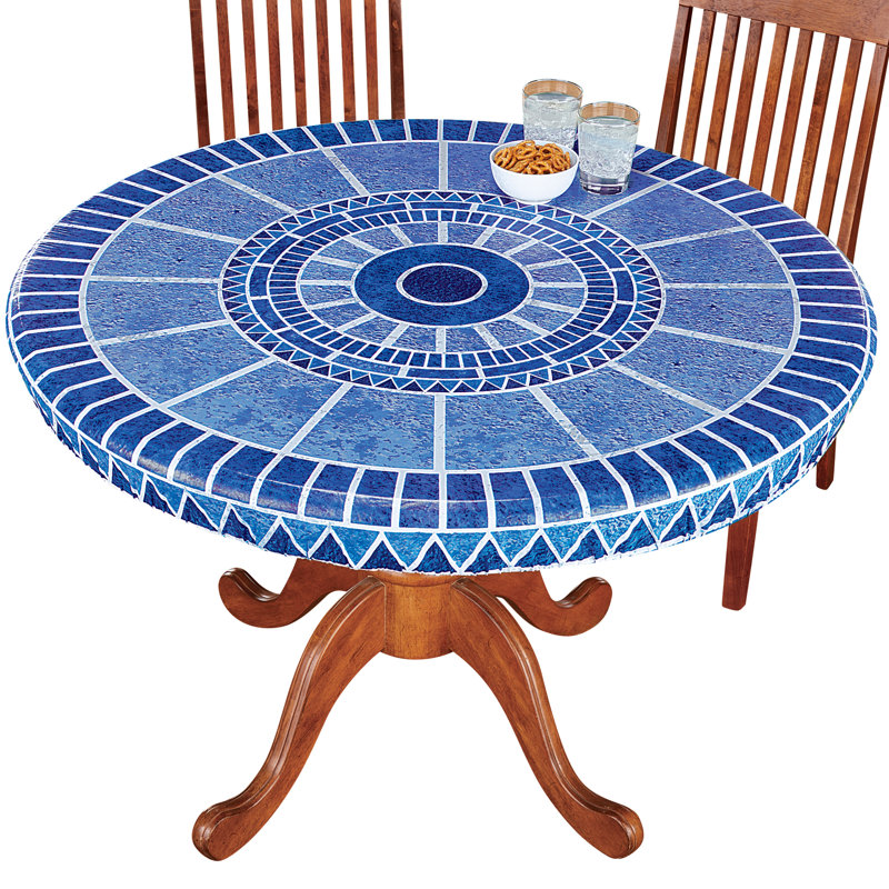 Housses de table en mosaïque extensible, Mosaïque bleue