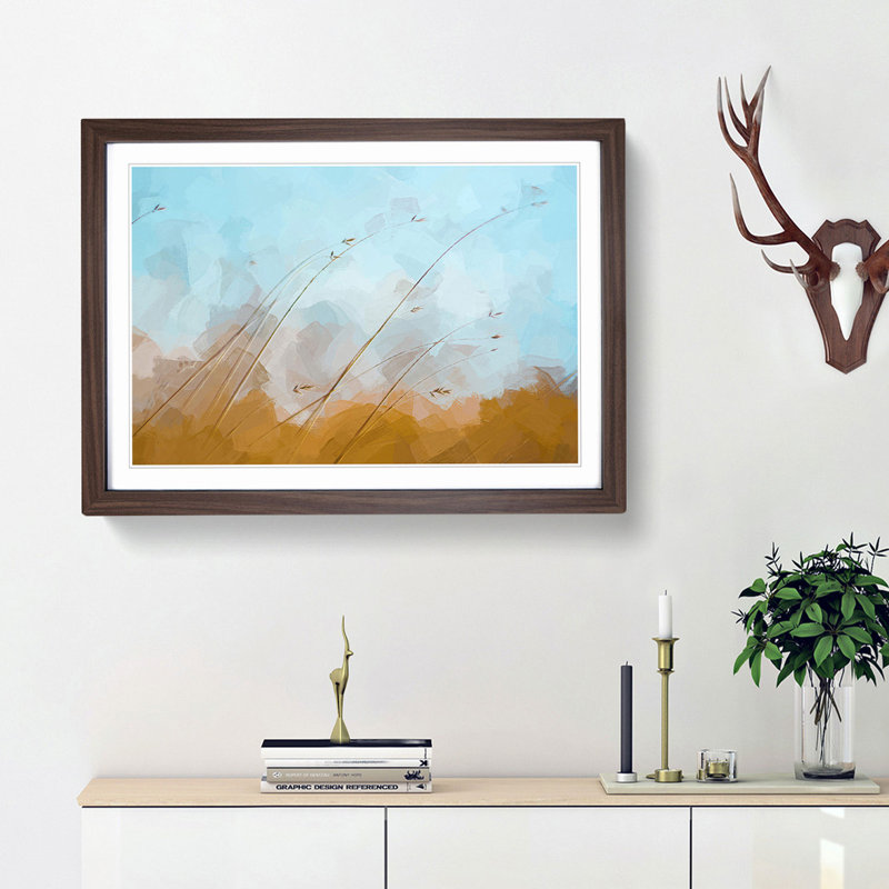 Blades of Grass in Abstract - Picture Frame Graphic Art Print, 36cm H x 48cm W x 2cm D, Walnut Framed