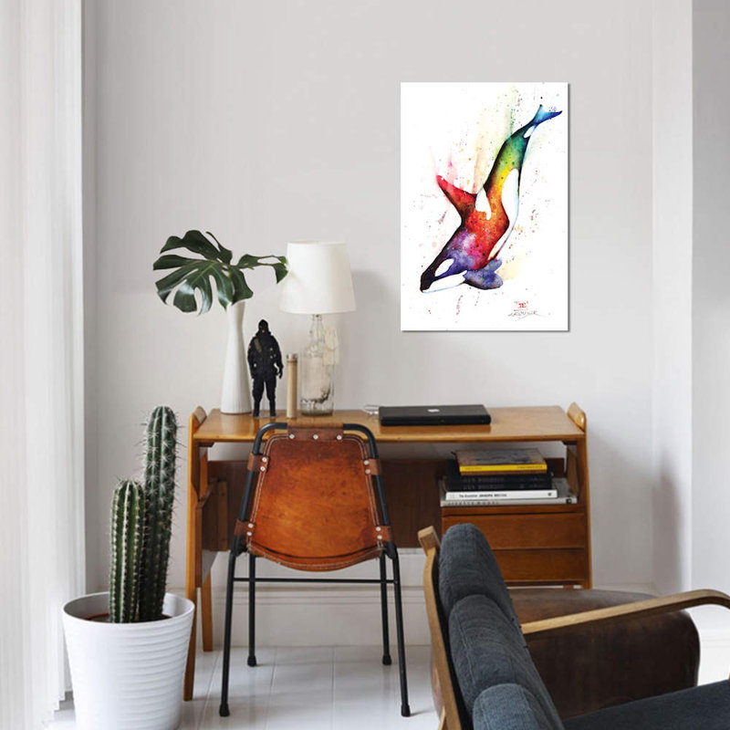 « orca », peinture sur toile tendue, H 18 po x l 12 po x P 1,5 po, Toile tendue, Pas de tapis