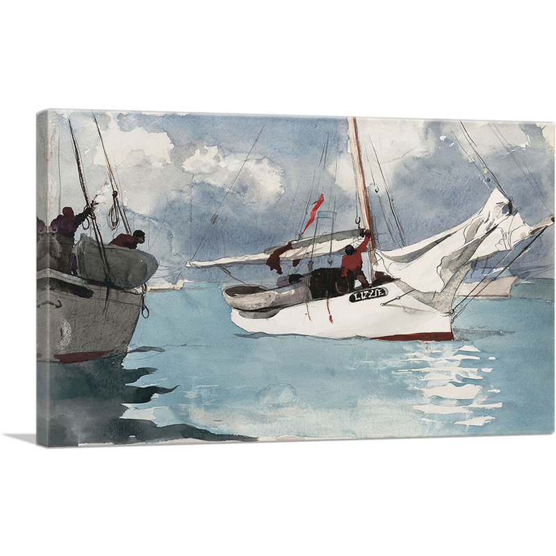 «Fishing Boat Key West 1903» par Winslow Homer, reproduction d'art sur toile tendue, H 12 po x l 18 po x P 0,75 po