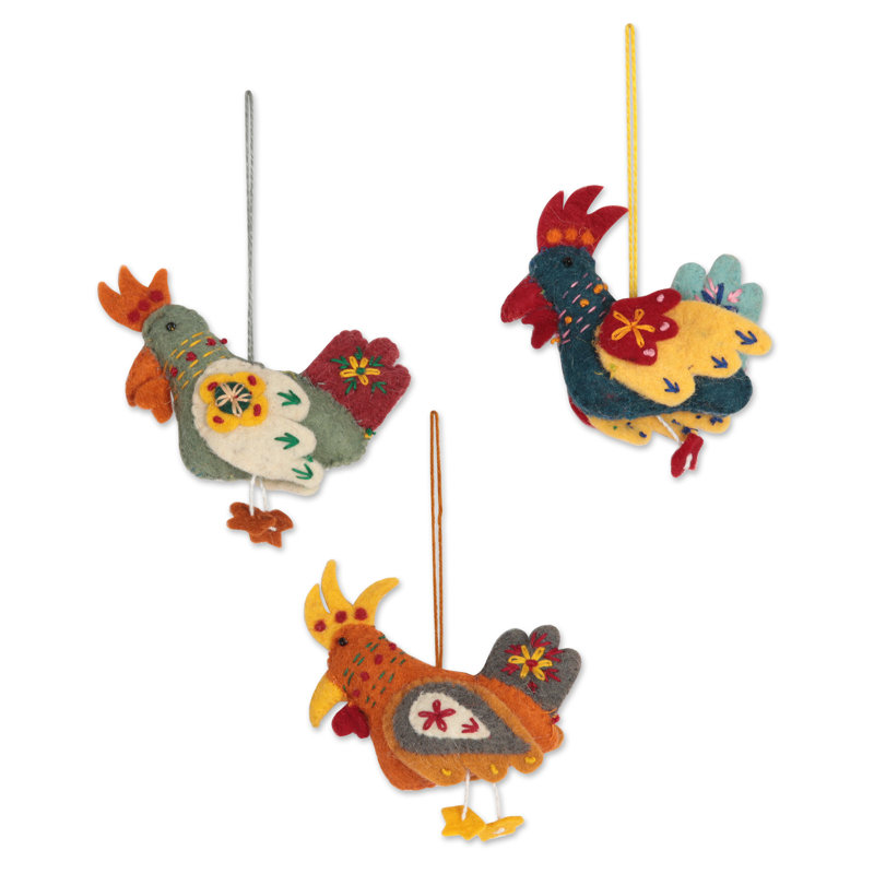 2.6'' Handmade Fabric Animals Holiday Shaped Ornament