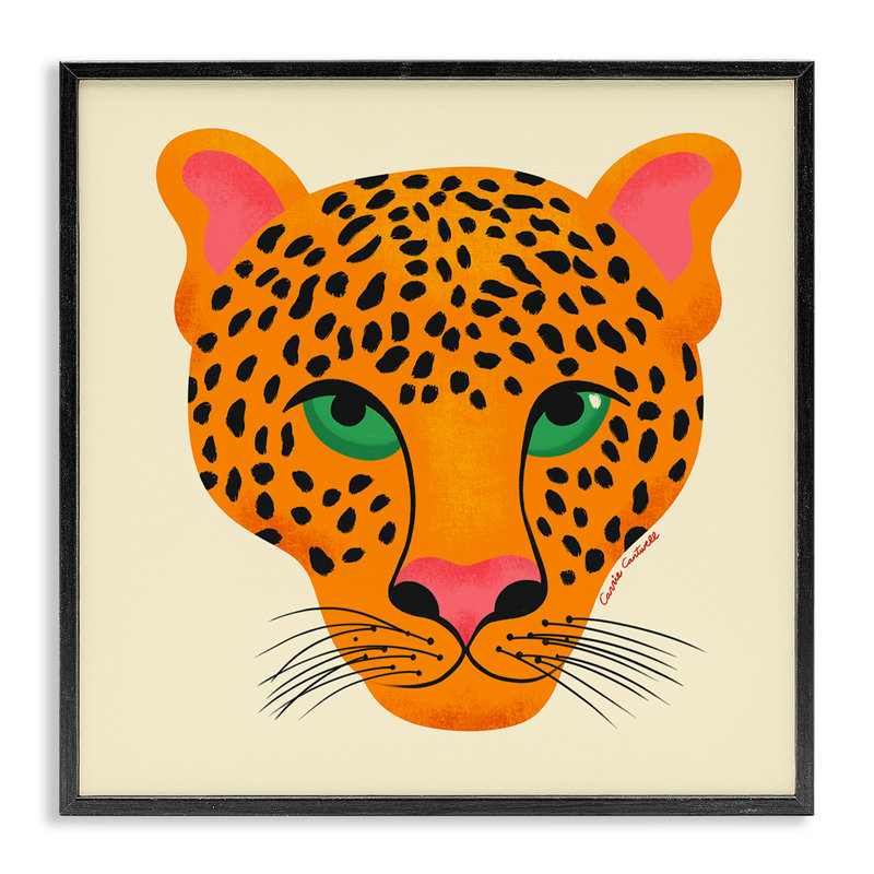Giclée encadrée par un léopard moderne, par Carrie Cantwell, Giclée encadrée noir minuit, H 12 po x l 12 po