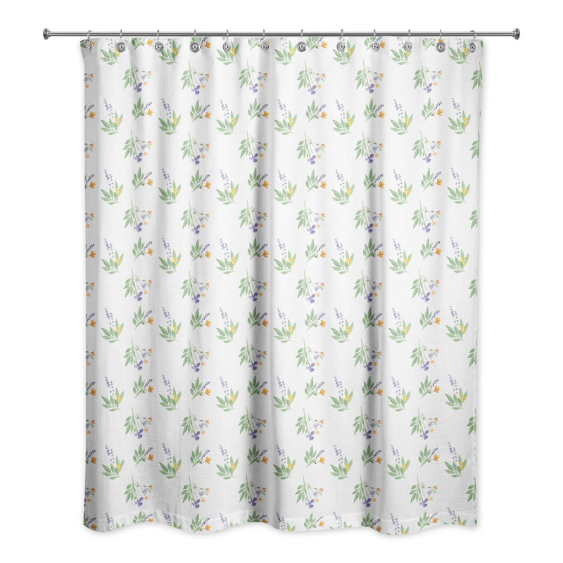 Ensemble de rideau de douche floral et crochets