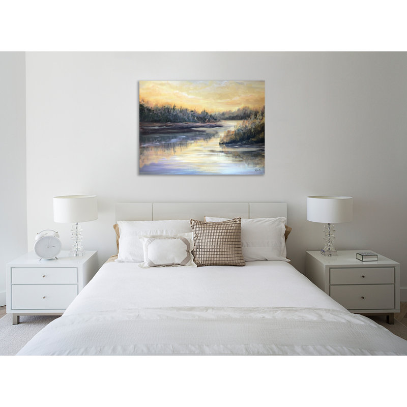 «Golden Waters I», toile tendue par Winston Porter, H 24 po x l 32 po x P 1,5 po