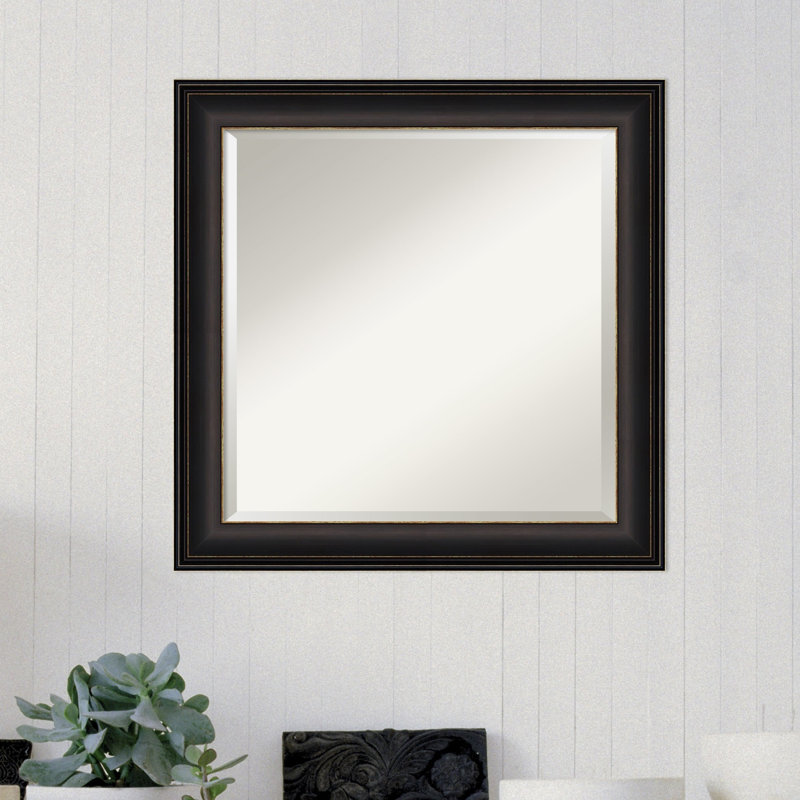 Miroir de salle de bain mural biseauté Reshard Ridge, Bronze huilé, 25 po x 25 po