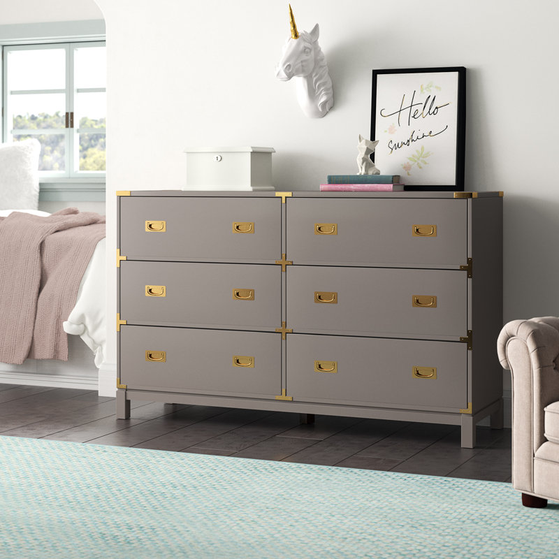 Commode 6 tiroirs Dania, Gris