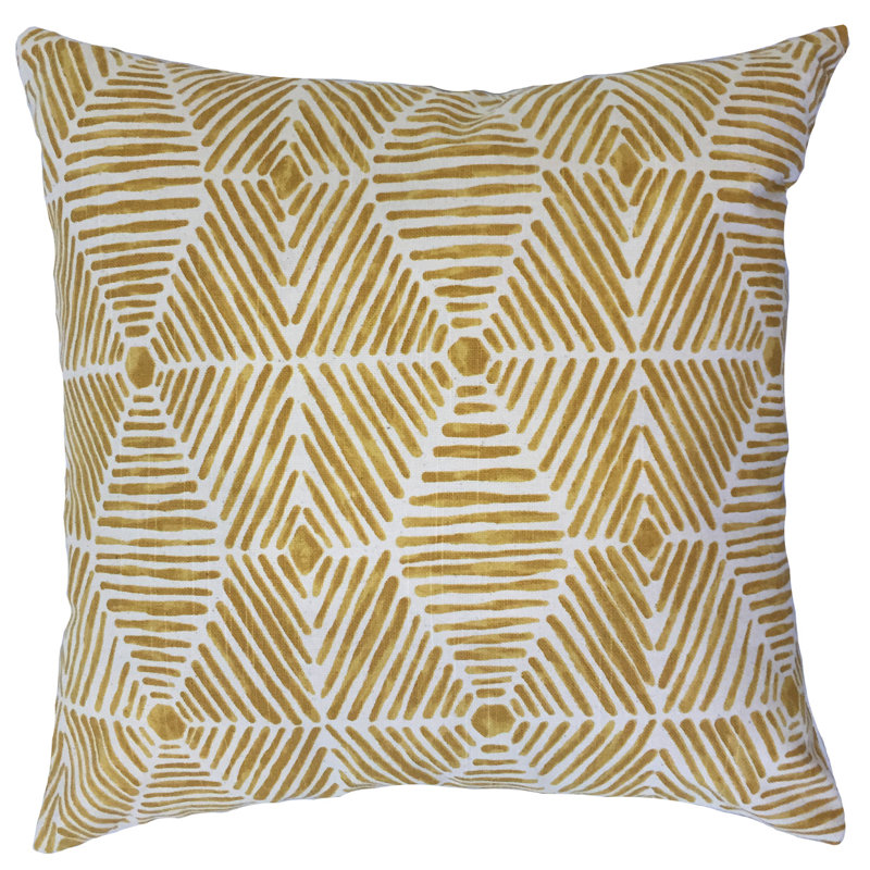 Iakovos Geometric Feather Reversible Throw Pillow, 24" x 24", Gold