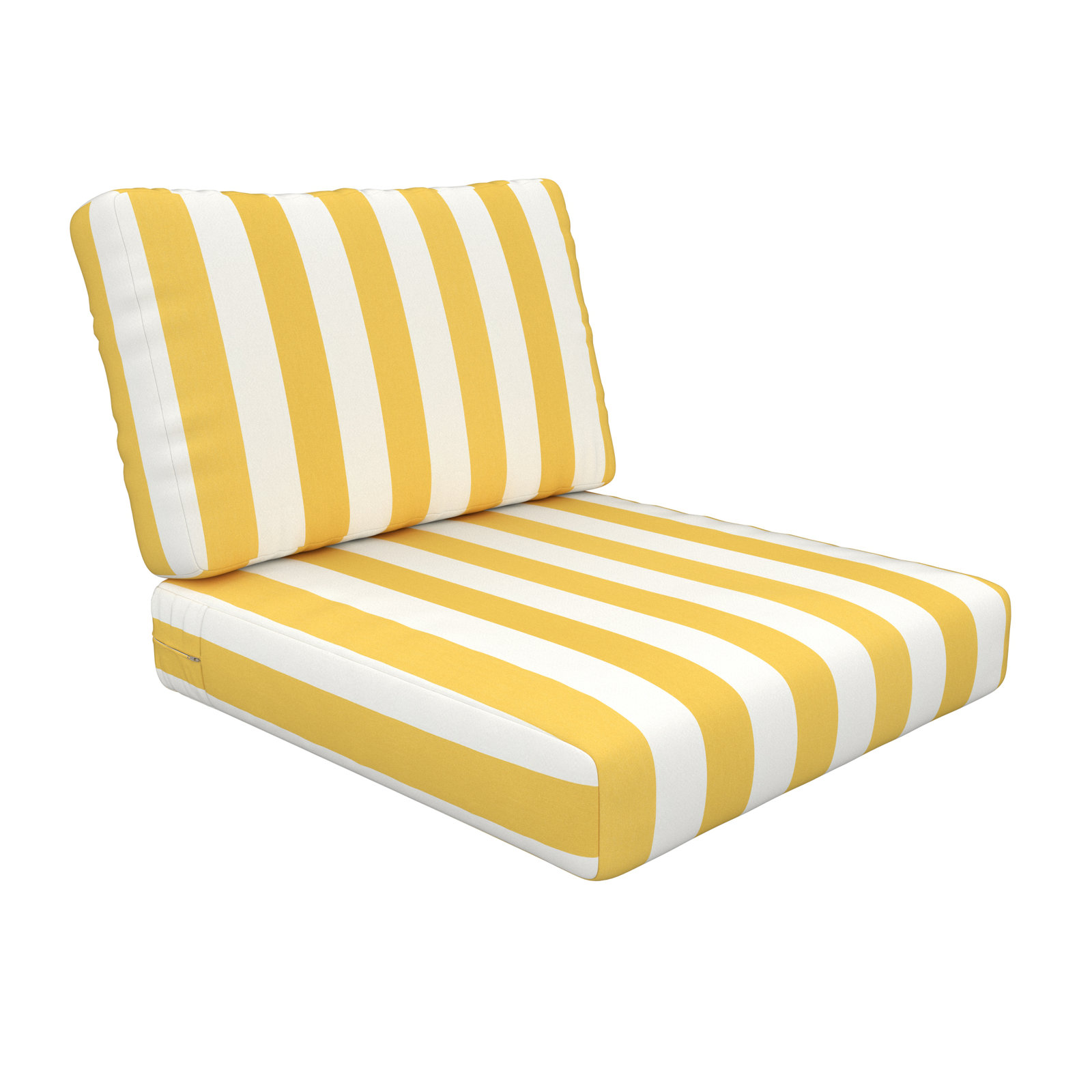 Amala Outdoor Sunbrella® Seat/Back Cushion, Sunbrella Sail Away Sunflower Cabana Stripe