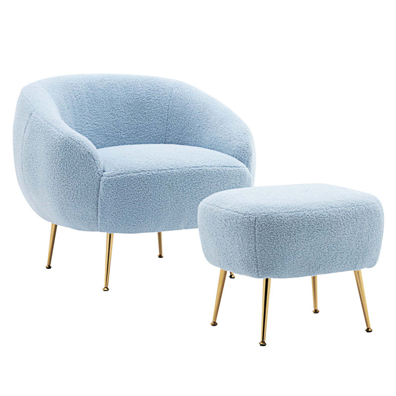 Méridienne avec repose-pieds l 30,9 po Meekah, Velours bleu Altay