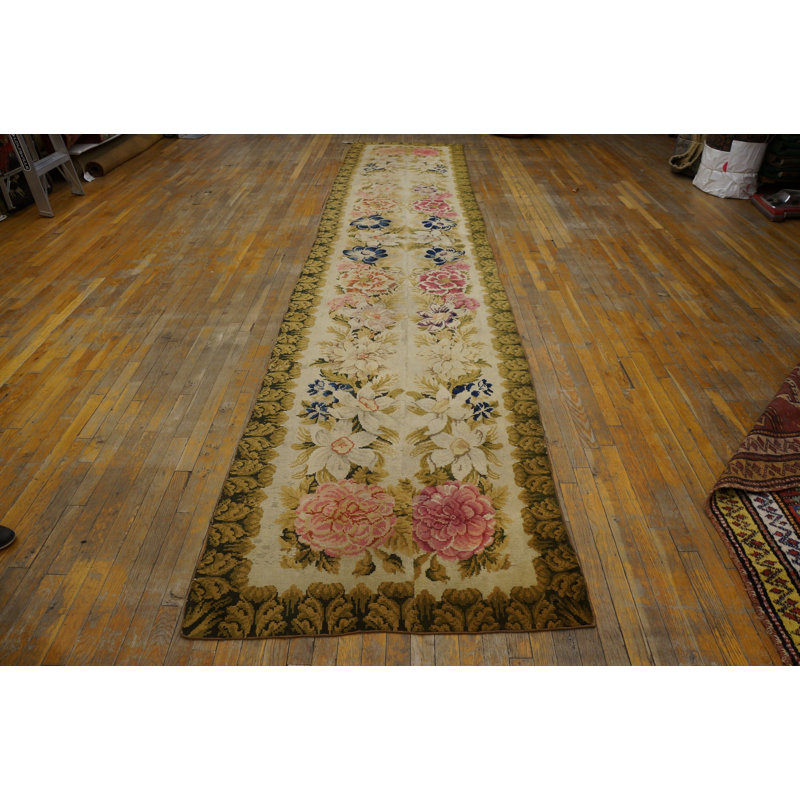 Tapis antique antique grand motif floral anglais Axminster