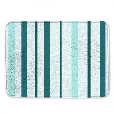Blue Green Vertical Stripes Bath Mat