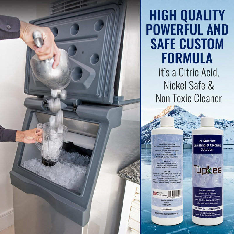 Tupkee Ice Machine Cleaner Solution – 16 Fl Oz Ice Maker Cleaner Descaler, Nickel Safe - Compatible For Affresh, Whirlpool 4396808, Manitowoc, Kitchenaid, Scotsman - Pack Of 2