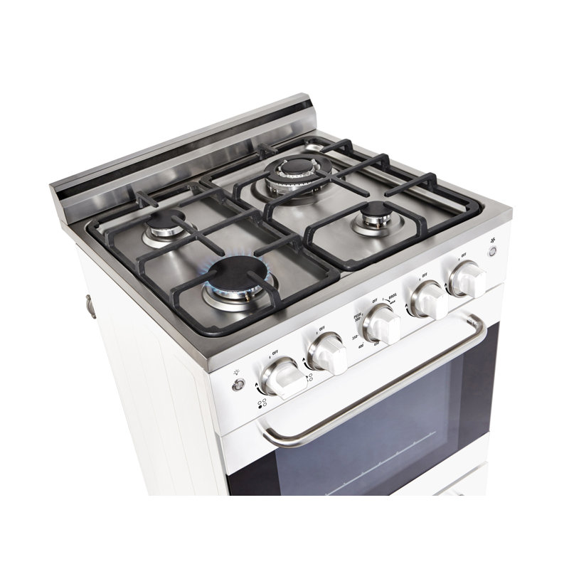 Prestige 19.5" 4 burner 1.6 cu. ft. Freestanding Gas Range with Convection Oven, White