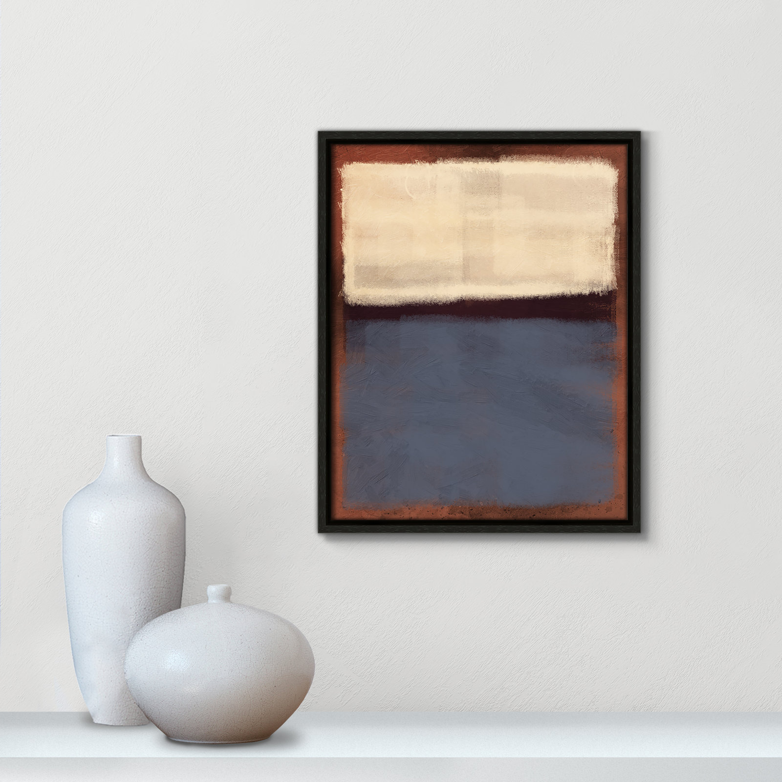 Coronado "Alabaster Burst" Painting, Espresso Framed, 15.5" H x 12.5" W x 2" D