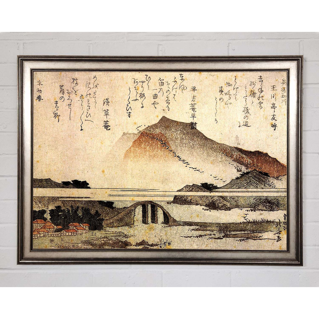 Hokusai Berglandschaft mit Brücke - Einzelner Bilderrahmen Kunstdrucke