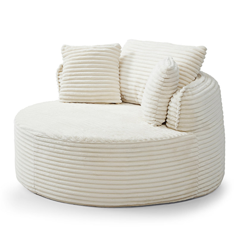 Méridienne circulaire en mousse avec oreillers, Beige