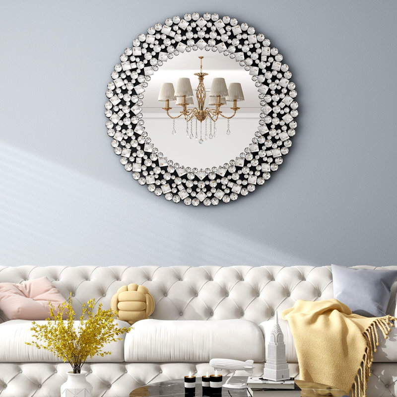 Crystal Round Wall Mirror Large Mirrors 86x86 cm