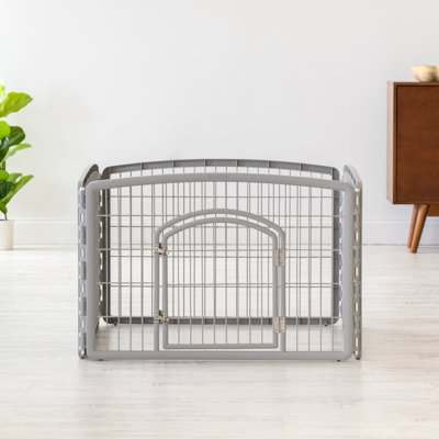 IRIS 4-8 Panel Dog Exercise Playpen with Door, Light Grey