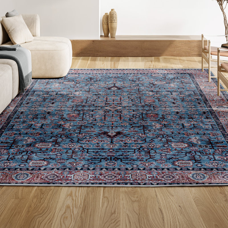 Tapis bleu / rouge / brun Sarok All-Over, Rectangle 7 pi 10 po x 10 pi