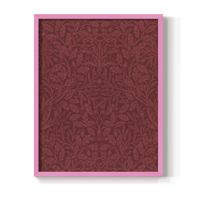 «Vintage Abstract Print LX», reproduction encadrée - bois massif, Rose, H 30 po x l 24 po