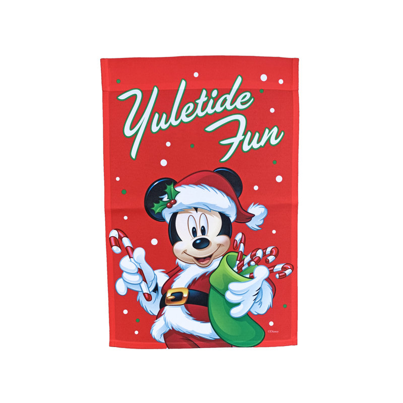 Drapeau Disney Mickey Mouse Yultide Fun Garden 12 po x 18 po