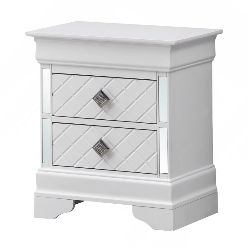 Sophisticated Silver Champagne Nightstand, Champagne/Black