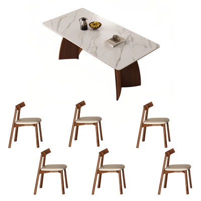 Rectangular rock plate dining table and chair set