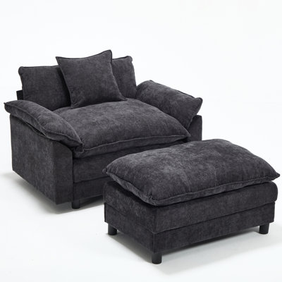 Fauteuil club moderne avec repose-pieds