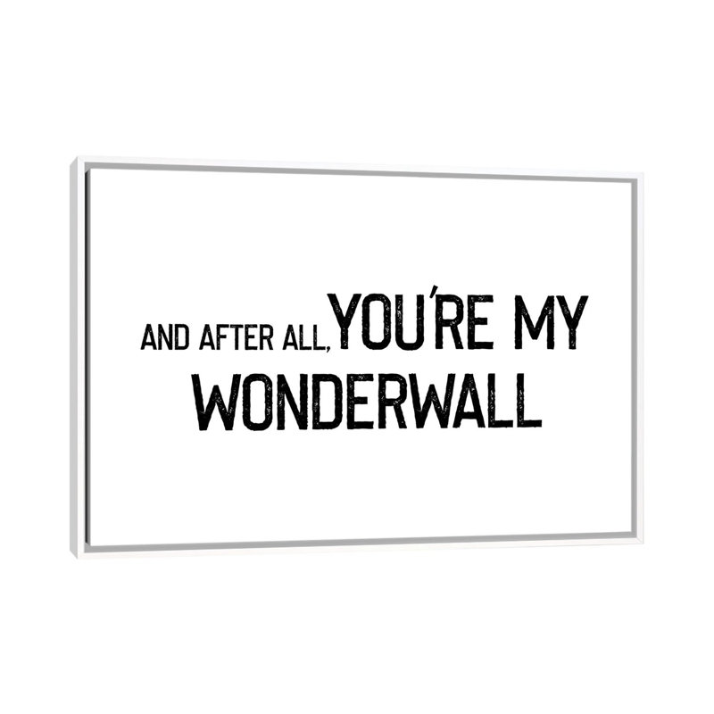 « Wonderwall », impression d’art textuel, Toile blanche encadrée, Pas de tapis, H 40 po x l 60 po x 1,5 po