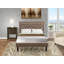 Ensemble de chambre à coucher 2 pièces pour grand lit - 1 lit plateforme avec tête de lit capitonnée en tissu et tissu de lin brun et 1 table de chevet moderne - Table de chevet au fini noir brossé-1100298236-1100298238-1100298239