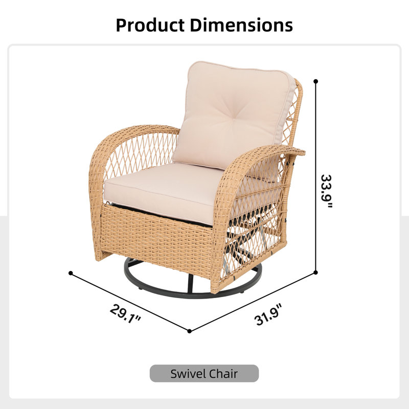 Aksha Outdoor Wicker Patio Rocking Chair with Cushions, Beige, Beige