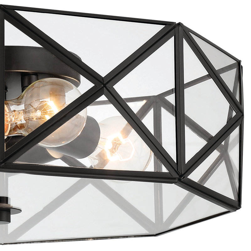 Aneyda 4 - Light 43cm Unique/Statement Geometric Flush Mount Light, Matte Black