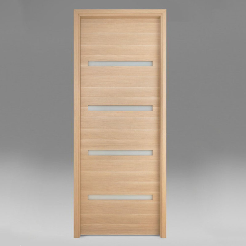 Porte intérieure moderne pré-suspendue en chêne blanc préfini Urban Vetro, L 30 po x H 80 po, À droite