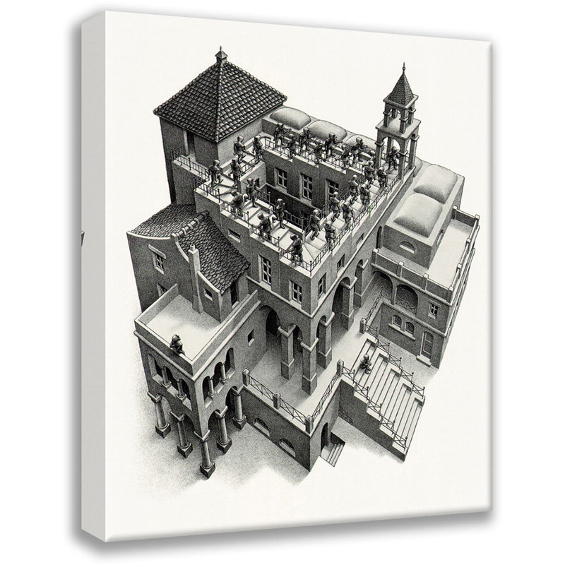 Toile tendue "Ascendant" par M.C.Escher, H 24 po x l 17 po