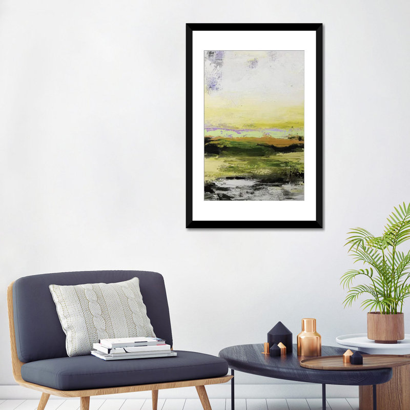 « abstract landscape xiv », impression sur toile, H 32 po x l 24 po x P 1 po, Papier d'art encadré noir, Blanc